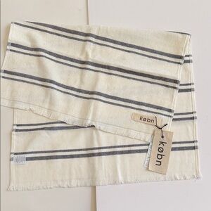 Kobn Cream and Black Striped Hand Towel